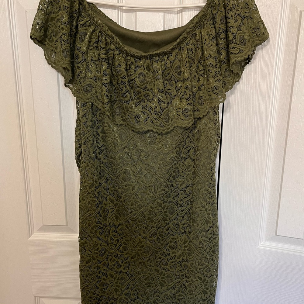 Pinkblush Maternity Olive Lace Off-Shoulder Mini Dress - Picture 4 of 4